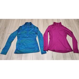 Under Armour Cold Gear Fitted Women's Athletic Tops Size M Longsleeve (Lot Of 2)